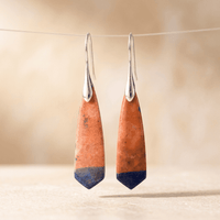 Terracotta Blue Jasper Stone Dangle Earrings