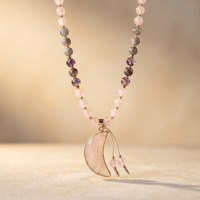 Rose Quartz Amethyst Labradorite Beaded Pendant Necklace
