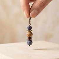 Natural Sodalite Jasper Bronze Drop Earrings