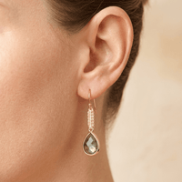 Natural Labradorite Gold Teardrop Earrings
