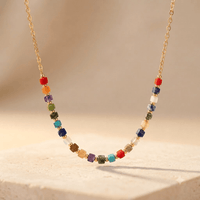 Colorful Gemstone Gold Chain Necklace