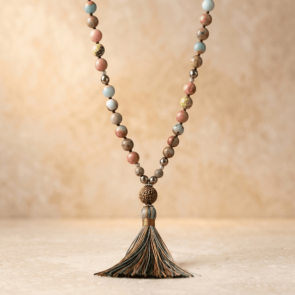 Natural Multicolor Gemstone Tassel Beaded Necklace