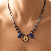 Lapis Lazuli Gold Teardrop Pendant Necklace
