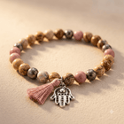 Natural Stone Beaded Hamsa Charm Bracelet
