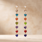 Chakra Rainbow Heart Gold Drop Earrings