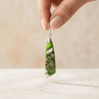 Green Jasper Silver Teardrop Drop Earrings