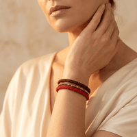 Tibetan Buddhist Gold Beaded Cord Bracelet