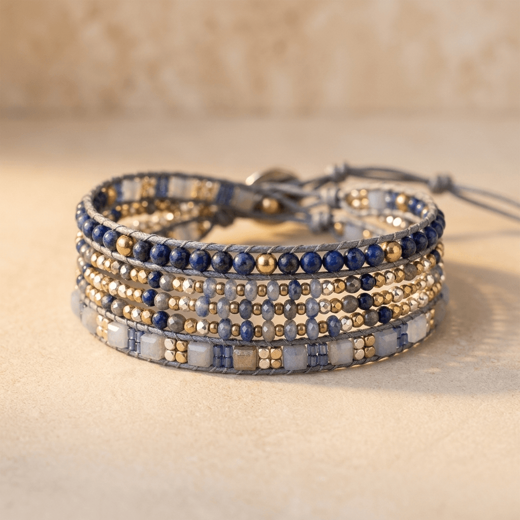 Natural Lapis Lazuli Blue Aventurine Wrap Bracelet