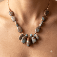 Natural Jasper Gold Oval Bead Necklace