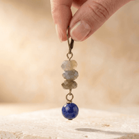 Labradorite Lapis Lazuli Brass Drop Earrings