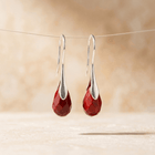 Red Jasper Teardrop Silver Hook Earrings