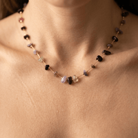 Multistone Gold Chain Tourmaline Pendant Necklace