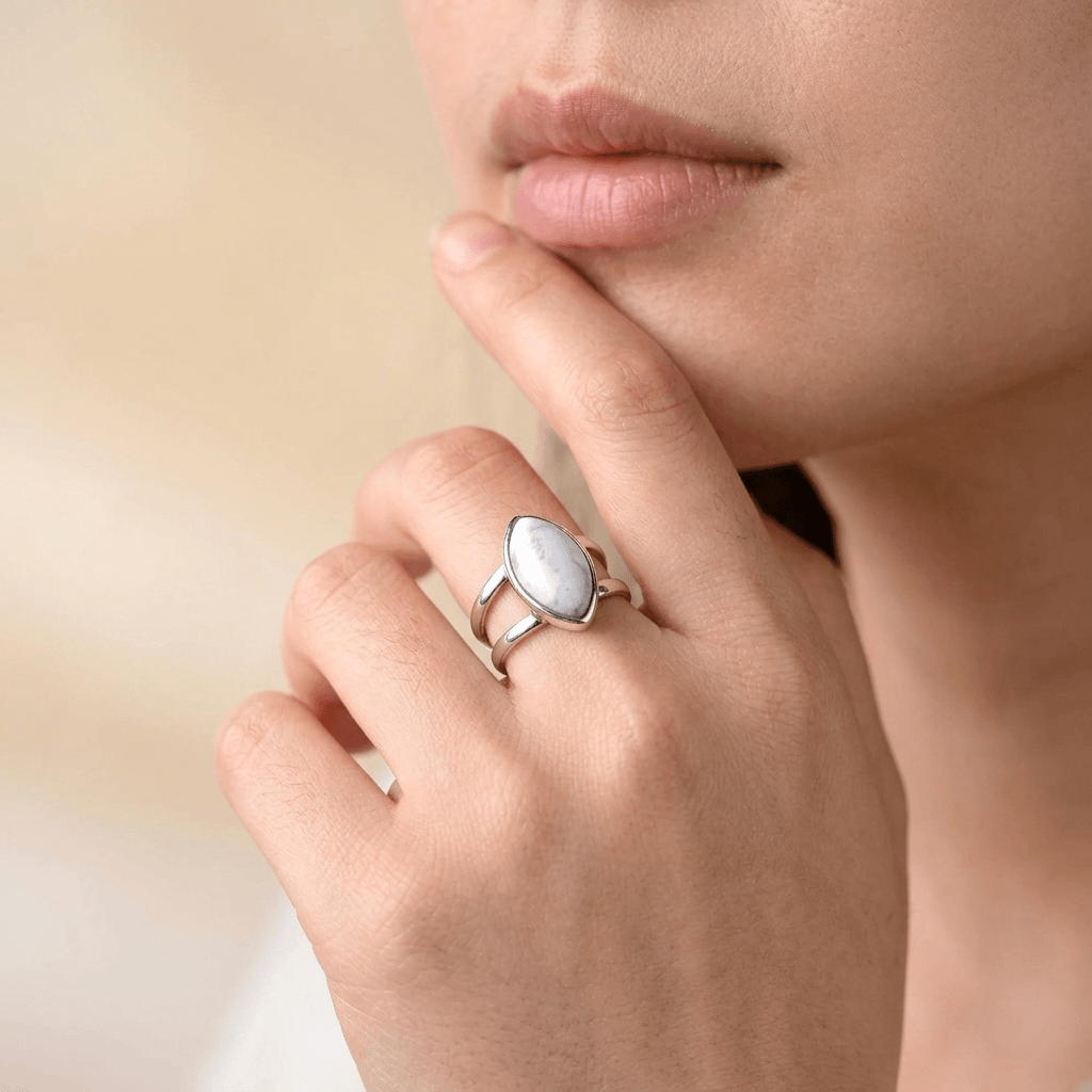 Natural Moonstone Oval Silver Statement Ring