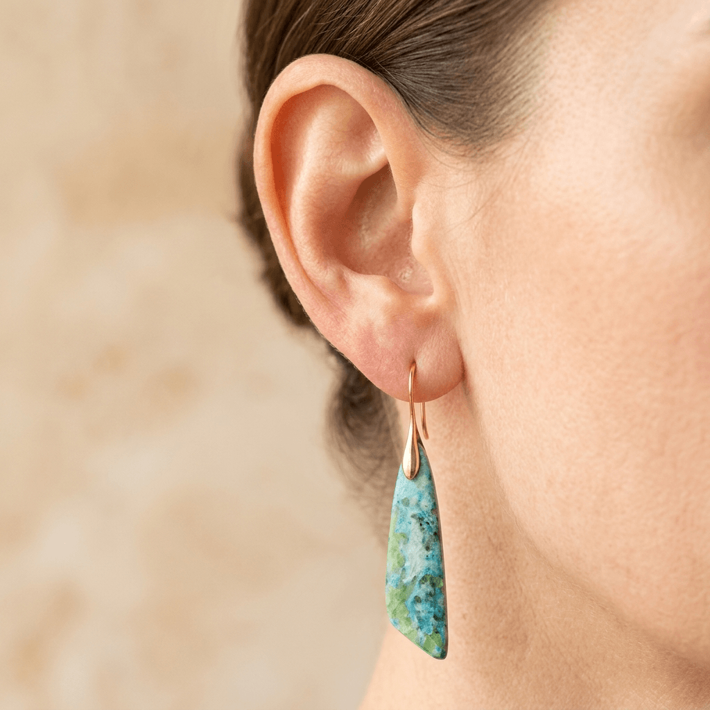 Green Blue Turquoise Jasper Drop Earrings