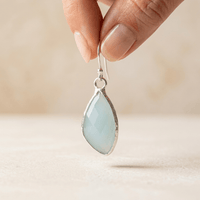 Natural Amazonite Silver Teardrop Drop Earrings