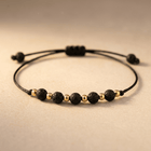 Black Lava Stone Gold Beaded Bracelet