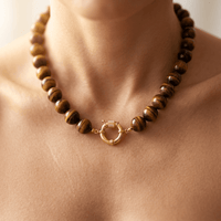 Natural Tiger Eye Round Bead Necklace