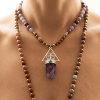 Amethyst Jasper Tree Of Life Bead Necklace