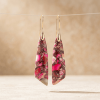 Pink Tourmaline Gold Drop Earrings