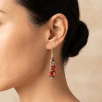 Red Regalite Stone Silver Teardrop Earrings