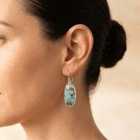 Turquoise Copper Vein Oval Drop Earrings