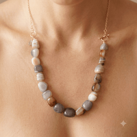 Natural Botswana Agate Chunky Beaded Necklace