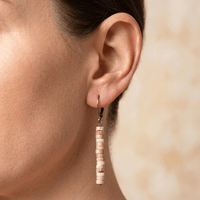 Natural Jasper Stacked Tube Dangle Earrings