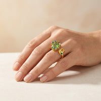Gold Peridot Citrine Gemstone Frog Ring