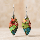 Colorful Resin Silver Teardrop Earrings