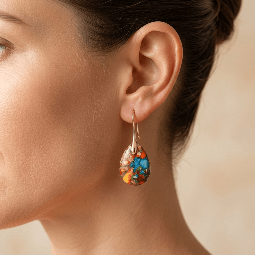 Colorful Resin Gold Teardrop Earrings