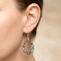 Natural Labradorite Beaded Drop Earrings