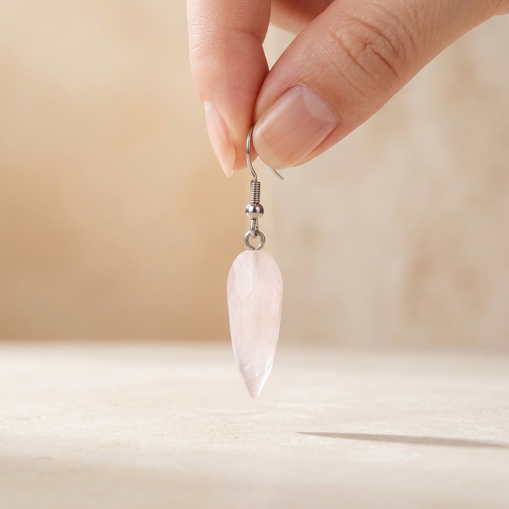 Rose Quartz Silver Teardrop Earrings