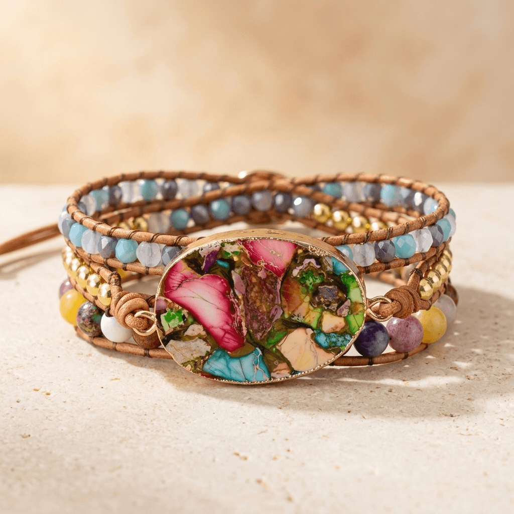 Colorful Jasper Copper Wrap Bracelet