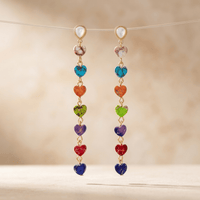 Chakra Rainbow Heart Gold Drop Earrings