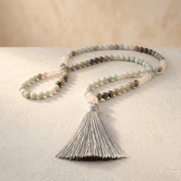 Gemstone Mala Beaded Tassel Necklace