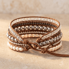 Freshwater Pearl Hematite Leather Wrap Bracelet