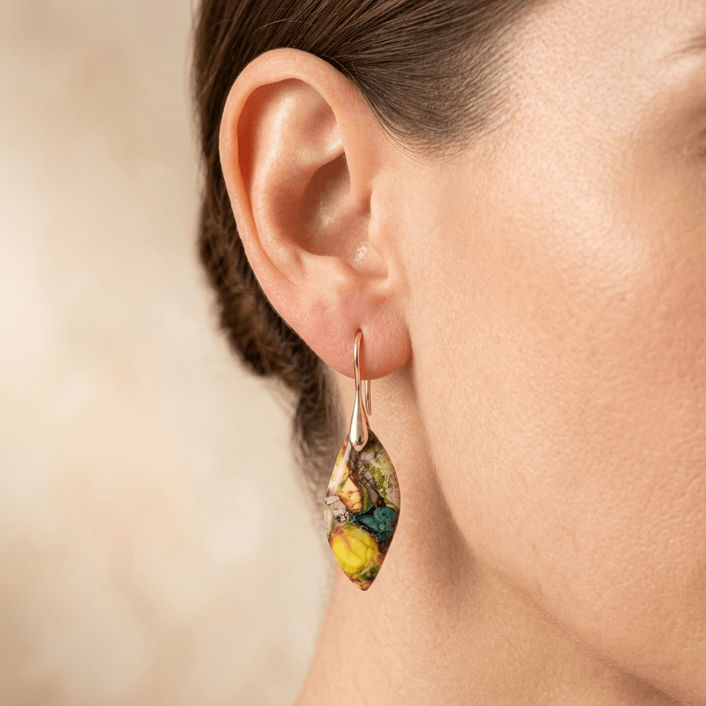 Imperial Jasper Sterling Silver Teardrop Earrings