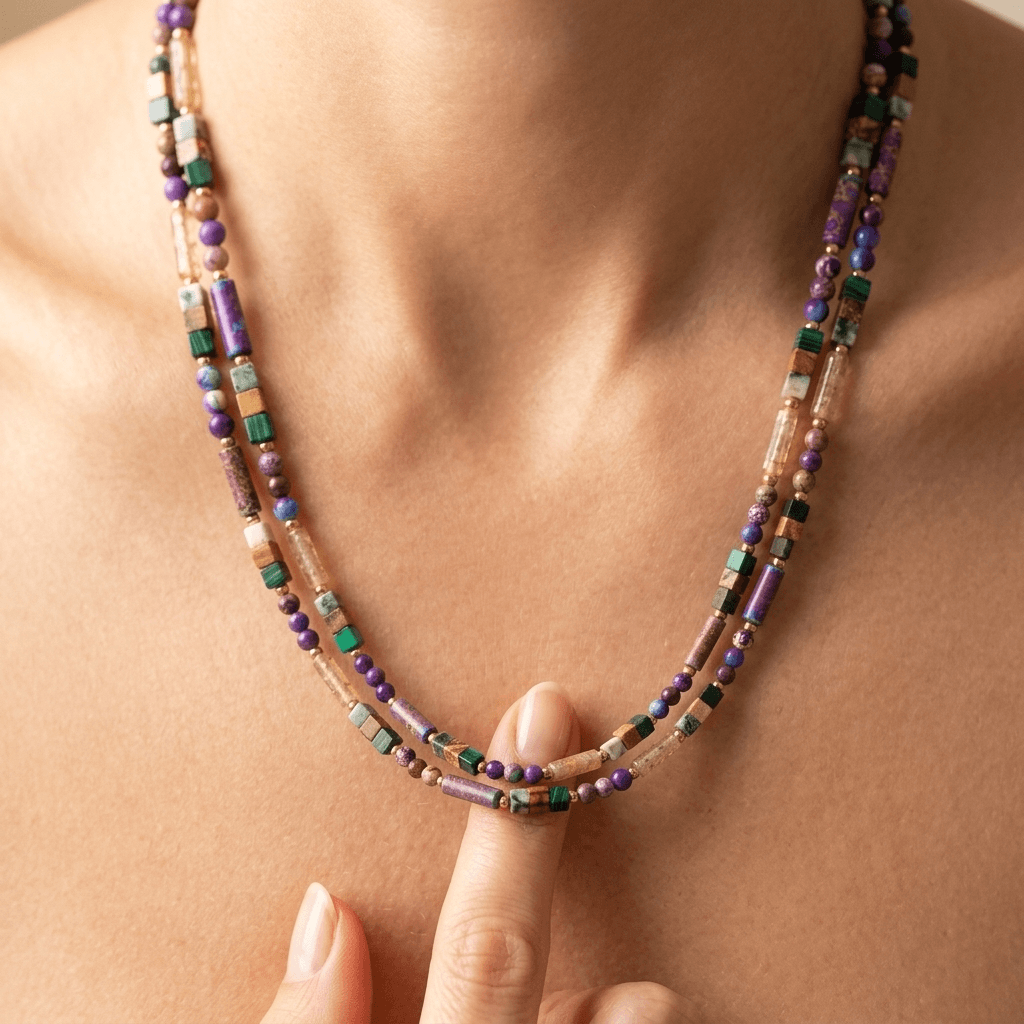 Purple Jasper Mixed Gemstone Beaded Necklace