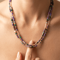 Purple Jasper Mixed Gemstone Beaded Necklace