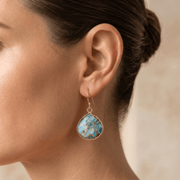 Blue Turquoise Gold Teardrop Earrings
