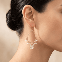 Rose Quartz Gold Teardrop Chandelier Earrings