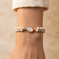 White Howlite Gold Opal Beaded Bracelet