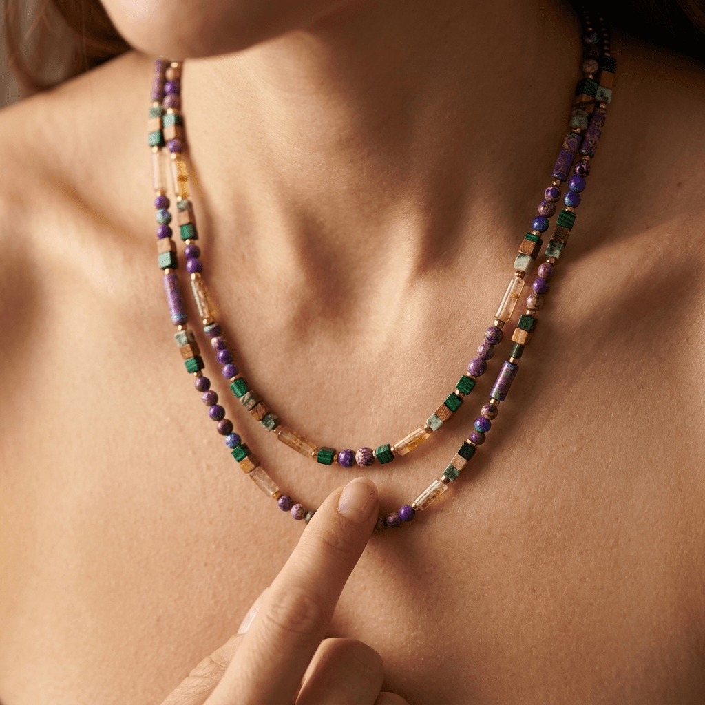 Purple Jasper Mixed Gemstone Beaded Necklace