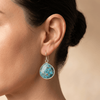 Turquoise Jasper Silver Teardrop Earrings