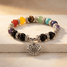 Seven Chakra Healing Silver Heart Bracelet