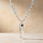 Natural Aquamarine Clear Quartz Pendant Necklace