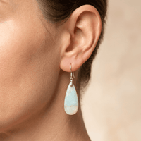 Natural Amazonite Silver Teardrop Earrings