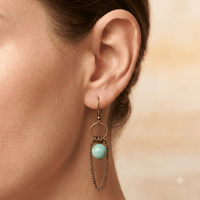 Turquoise Amazonite Bronze Chain Chandelier Earrings