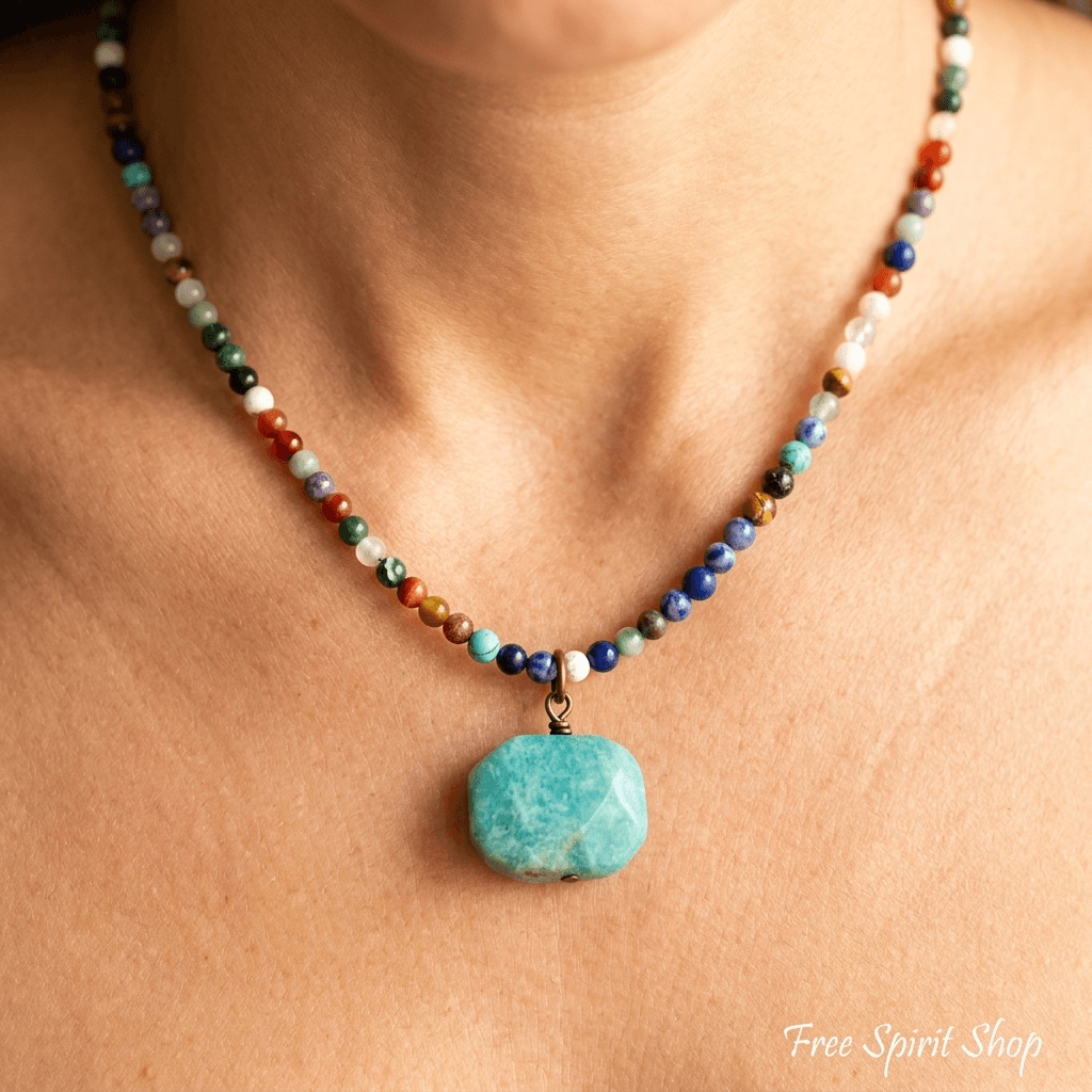 Natural Amazonite Mix Bead Choker Necklace