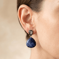 Blue Sodalite Mother Of Pearl Silver Drop Earrings